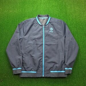 AT&T Employee Lightweight Bomber Jacket Mens Large Blue Full Zip Uniform Work